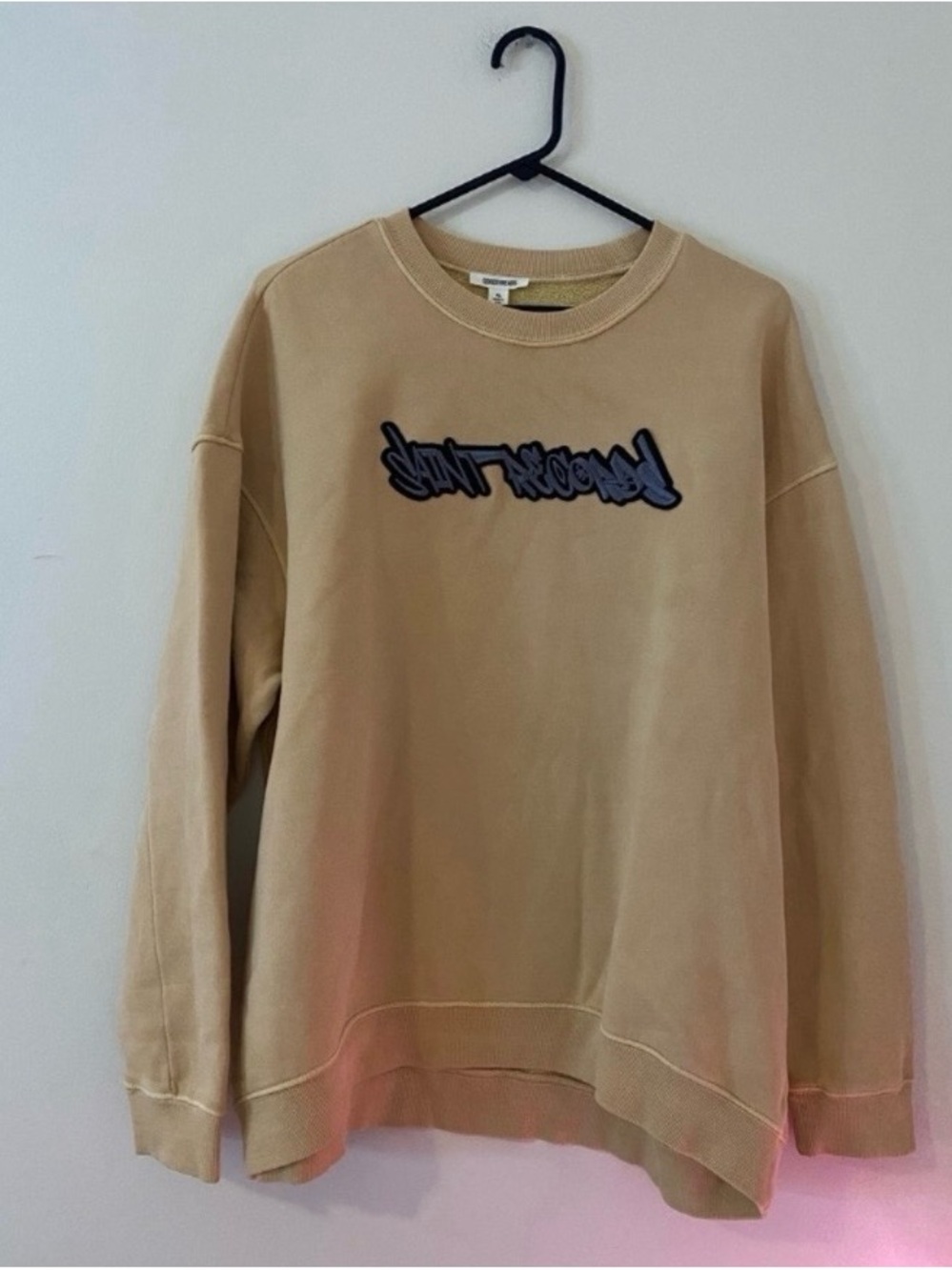 Goodthreads Cotton Crewneck Sweatshirt  - Beige with Embroidered Logo XL